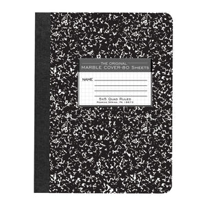 Graph Marble Composition Book 5x5 | Black
