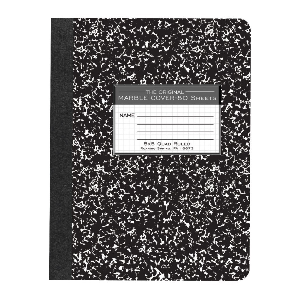 Graph Marble Composition Book 5x5 | Black