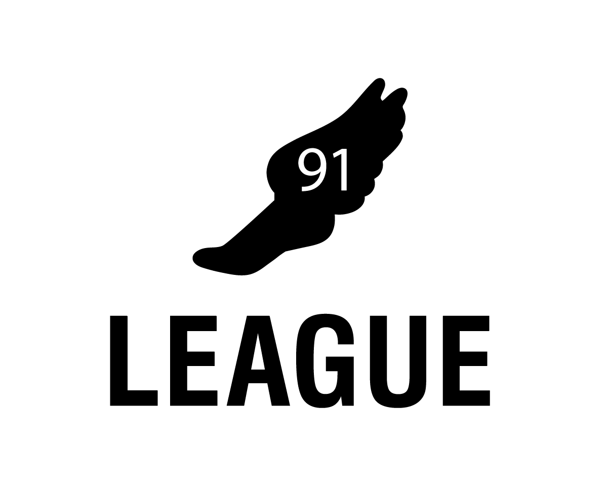 Black logo with number 91 and 'LEAGUE' text on a white background