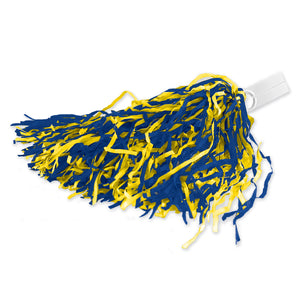 Poms With Plastic Stick, Royal/Yellow