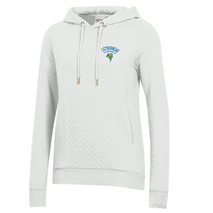 Ladies Quilted Pullover Hoodie, White (F24)