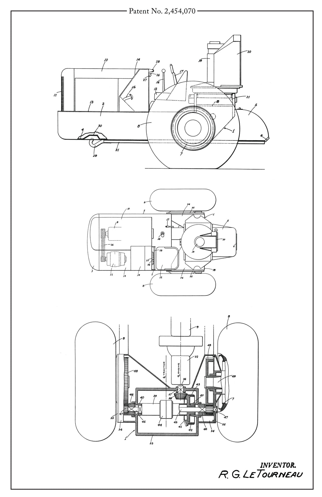 Two-wheel Tractor - Patent No. 2,454,070